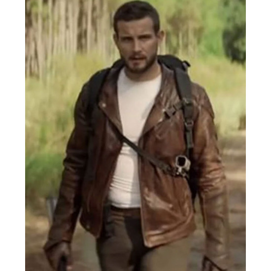 The Walking Dead Felix Carlucci Brown Biker Leather Jacket 2