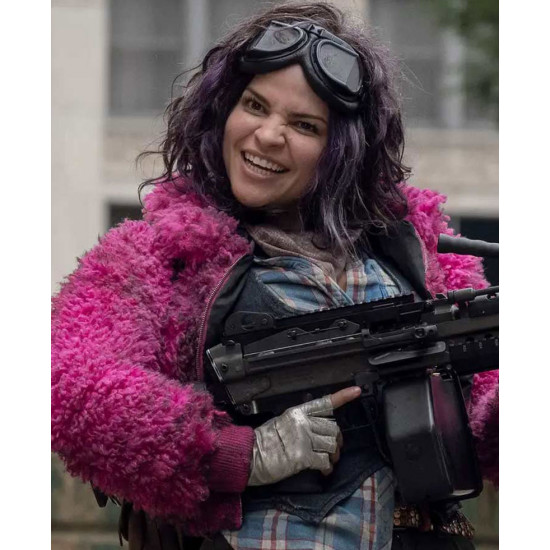 The Walking Dead S10 Juanita Sanchez Pink Fur Cropped Jacket 2