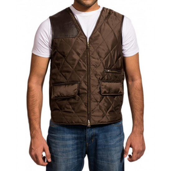 The Walking Dead The Governor Brown Satin Quilted Vest Front