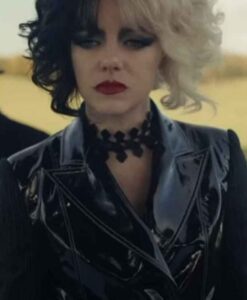 Cruella 2021 Emma Stone Real Leather Black Coat