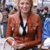 Gossip Girl Blake Lively Brown Leather Jacket