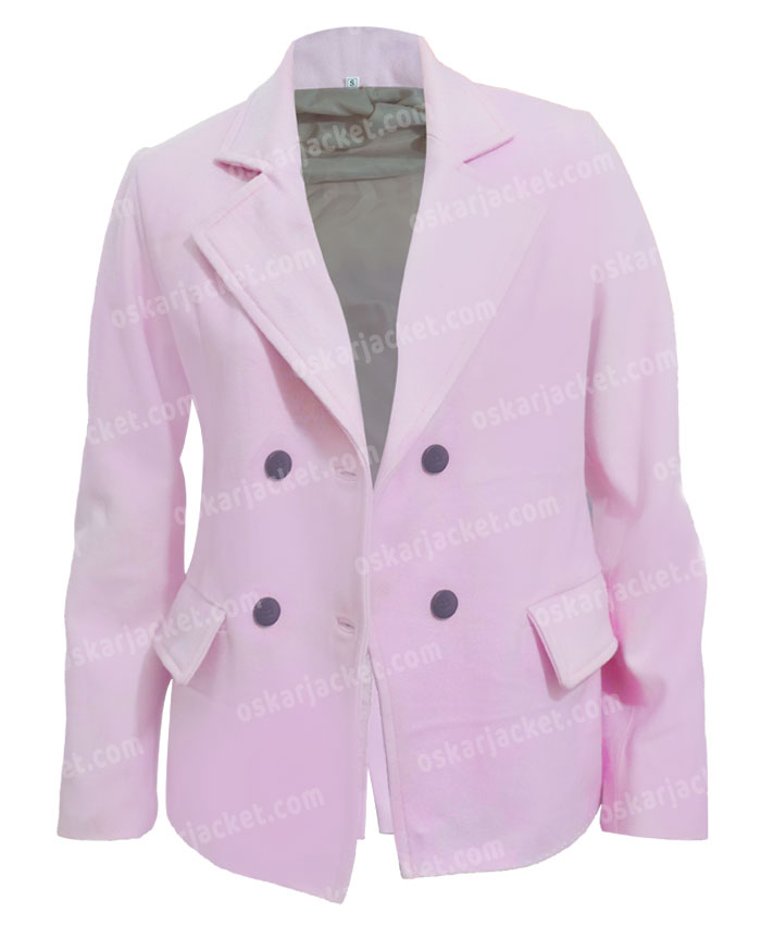 Melody Prescott Yellowstone Pink Wool Coat Front