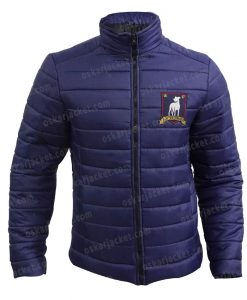 Ted Lasso S02 Navy Blue Quilted Parachute Puffer Jacket Front