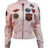 Top Gun MA-1 Women’s Baby Pink Satin Bomber Jacket