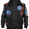 Top Gun Maverick Tom Cruise Black Leather Bomber Jacket front open zip