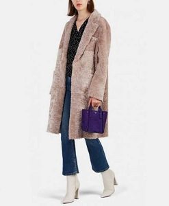 Younger S06 Liza Miller Pink Shearling Fur Coat Side