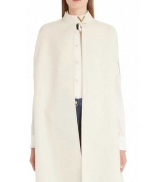 Younger S07 Kelsey Peters Wool-Blend Beige Cape Coat Front