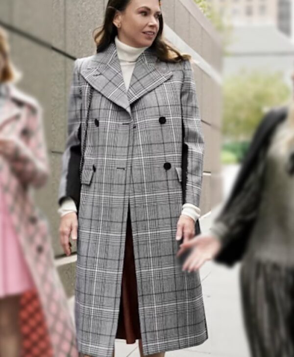Younger S07 Liza Miller Grey Wool Blend Checked Coat