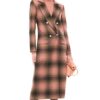 Behind Her Eyes Adele Pink Double Breasted Plaid Coat