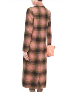 Behind Her Eyes Adele Pink Double Breasted Plaid Coat Back