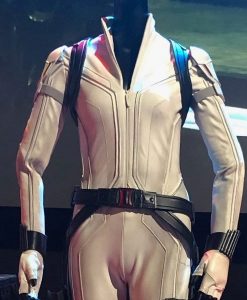 Black Widow 2020 Natasha Romanoff White Leather Jacket Front