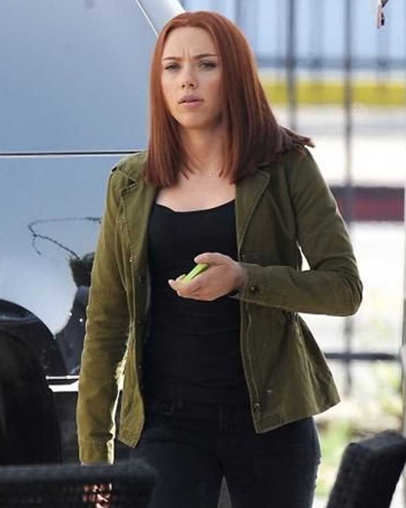 Captain America Scarlett Johansson Green Cotton Jacket