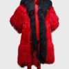 Cruella Deville 101 Dalmatians Red And Black Fur Coat Front