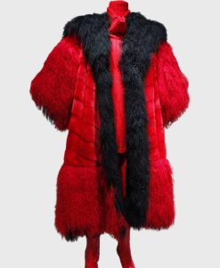 Cruella Deville 101 Dalmatians Red And Black Fur Coat Front