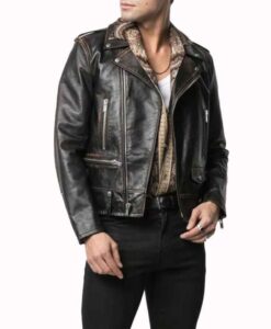 Dynasty S04 Sam Flores Black Leather Biker Jacket