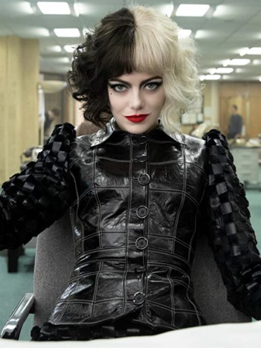 Emma Stone Cruella Leather Black Jacket