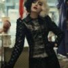 Emma Stone Cruella Leather Black Jacket Front