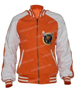 Gunpowder Milkshake Eva Orange & White Fleece Jacket Front