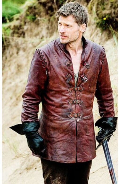 Jaime Lannister Game of Thrones Leather Belted Maroon Jacket 2