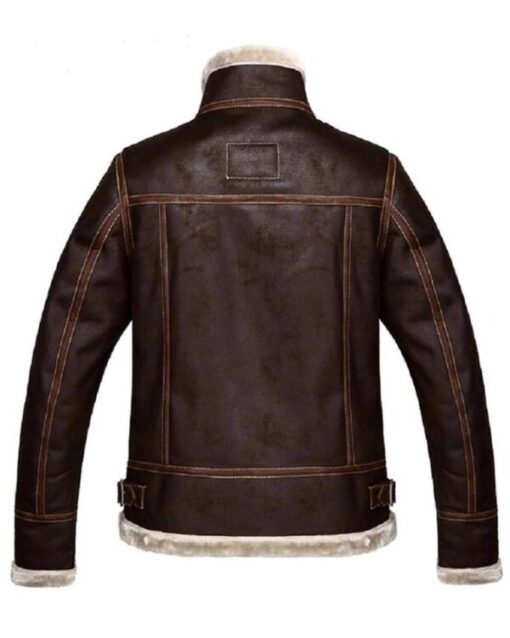 Resident Evil 4 Leon Kennedy Leather Shearling Jacket Back