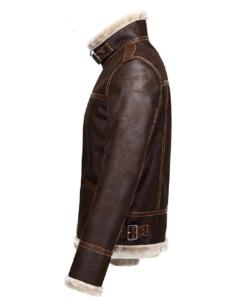 Resident Evil 4 Leon Kennedy Leather Shearling Jacket Side