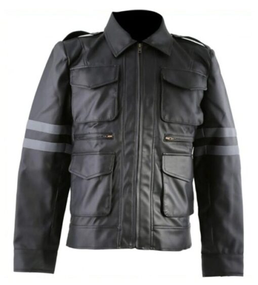 Resident Evil 6 Leon Kennedy Black PU Leather Jacket