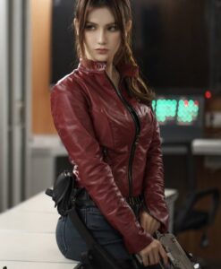 Resident Evil Infinite Darkness Claire Redfield Red Leather Jacket