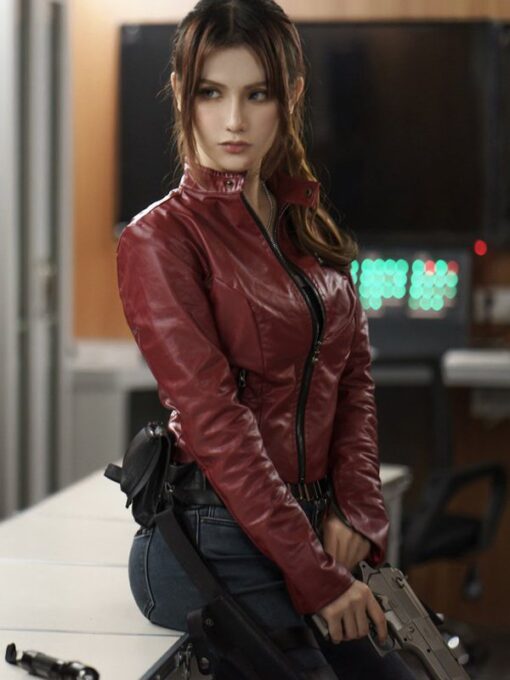 Resident Evil Infinite Darkness Claire Redfield Red Leather Jacket