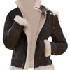 Women Sheepskin B3 Bomber Brown Hooded Jacket Front
