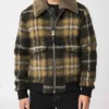 Big Sky Cassie Dewell Plaid Wool Bomber Sherpa Jacket Front