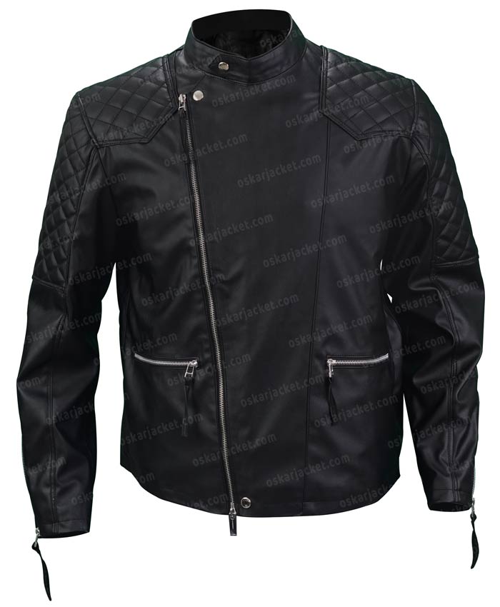 Bobby Axelrod Billions Quilted Black Leather Jacket Front