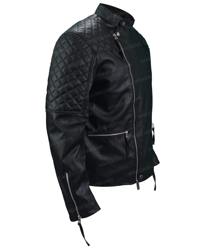 Bobby Axelrod Billions Quilted Black Leather Jacket Side