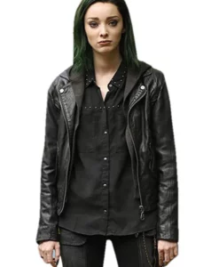 Emma Dumont The Gifted Black Leather Cropped Jacket