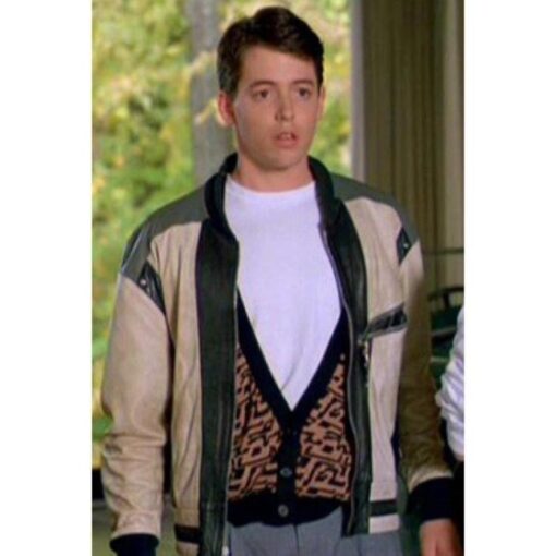 Ferris Bueller’s Day Off Off White Real Leather Jacket