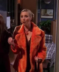 Friends S05 Lisa Kudrow Orange Faux Fur Long Coat