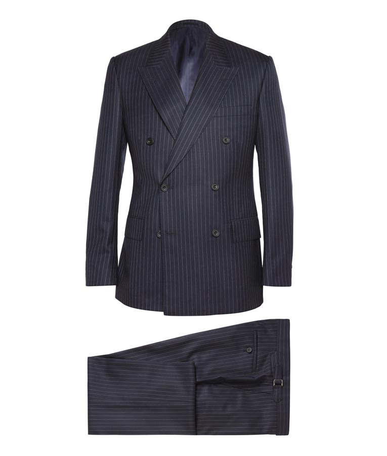 Kingsman The Golden Circle Eggsy Pinstripe Navy Blue Suit Front