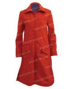 Modern Love Lexi Orange Wool Long Coat Front