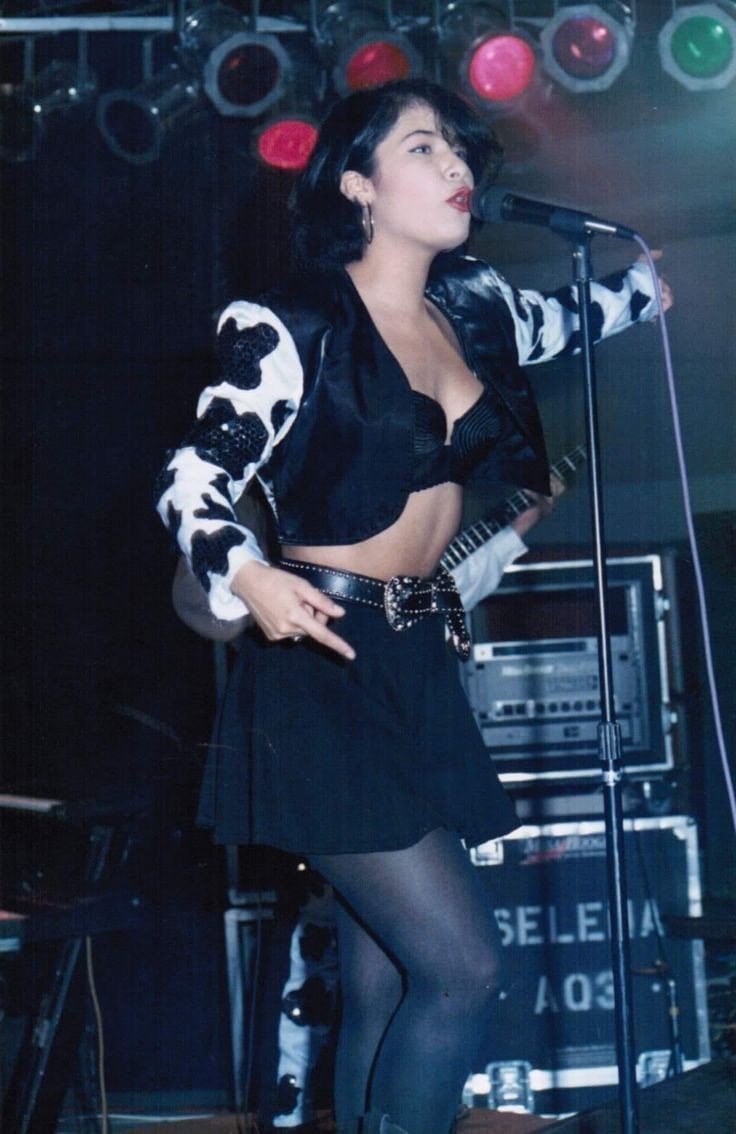 Selena Quintanilla Black Satin Cropped Jacket Front