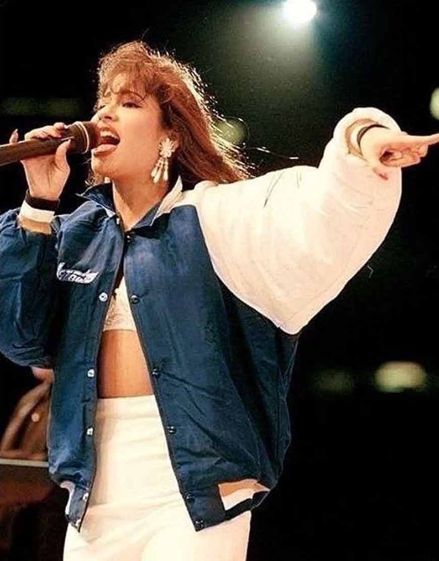 Selena Quintanilla Blue Bomber Cotton Polyester Jacket Concert