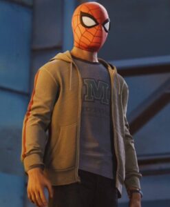 Spider-Man Miles Morales Fleece Grey Hoodie Jacket Front