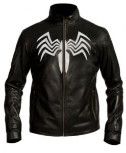 Spiderman 3 Venom Black Leather Slimfit Jacket Front