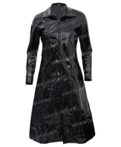 The Matrix 4 Trinity Carrie Anne Moss Long Trench Coat Front