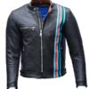 Venom 2 Tom Hardy Cafe Racer Striped Leather Biker Jacket Front