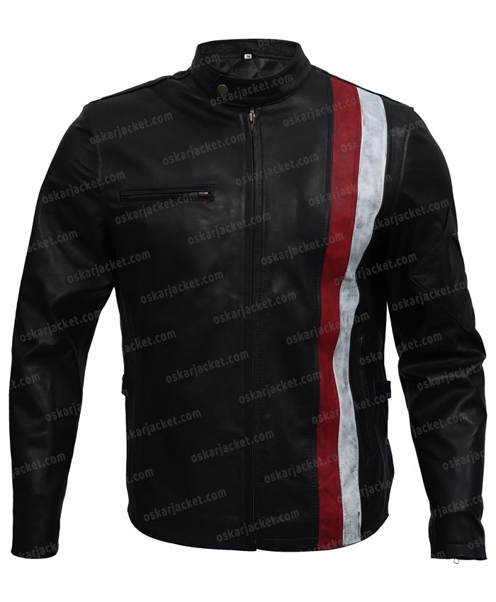 Cyclops X-Men 2 Stripe Leather Jacket Front