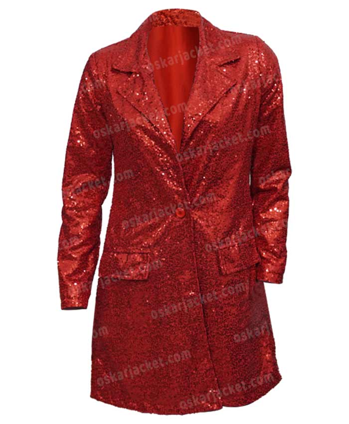 Emily Cooper Emily In Paris Red Sequin Blazer Front