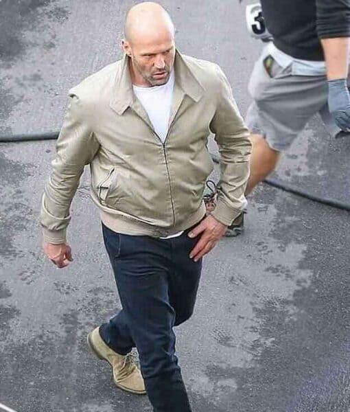 Jason Statham Wrath of Man Bomber Beige Jacket Front