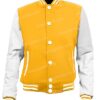 Mens Football Style Yellow and White Letterman Jacket