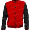 Mens Leather Sleeves Red and Black Letterman Jacket