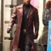 Suicide Squad Will Smith Brown Leather Trench Duster Coat Front