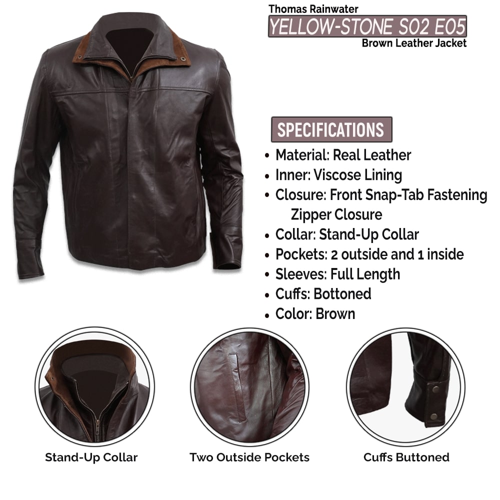 Yellowstone Thomas Rainwater Brown Real Leather Jacket Oskar Jacket